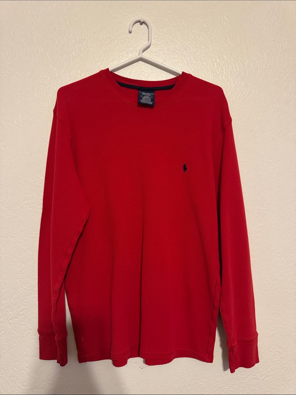 Ralph Lauren Red Long-Sleeve Crewneck with Navy Pony